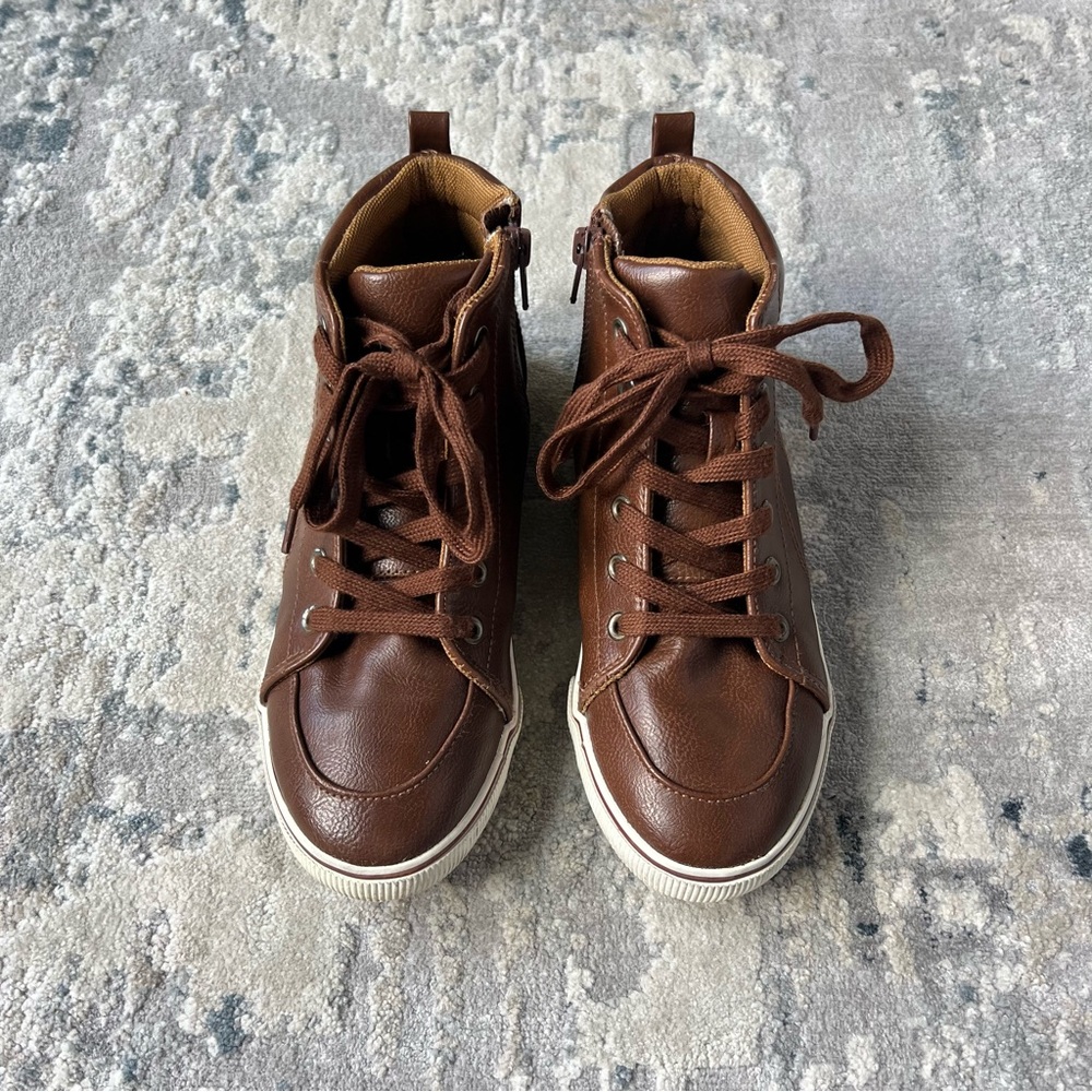 Boys Brown Dress Sneakers